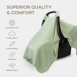 🩷4/$10-Sage Green Linen Car Seat Cover For Babies